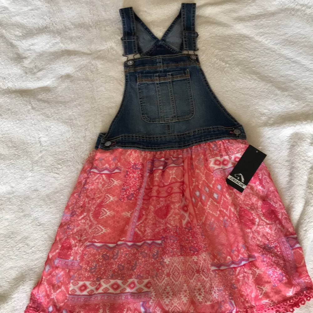 Pink patterned overall dress